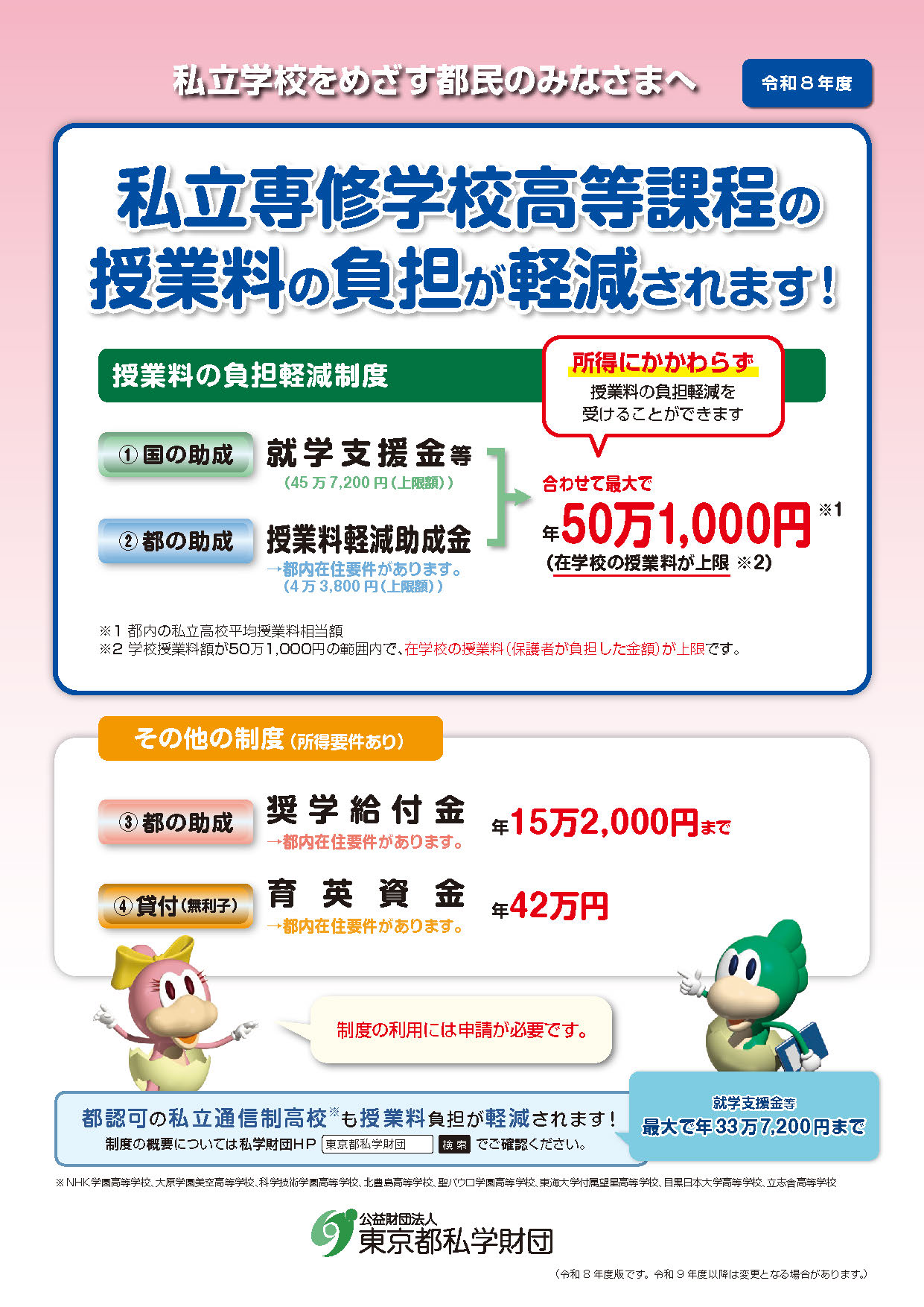 私立学校をめざす都民のみなさまへ（専修学校高等課程） 表紙